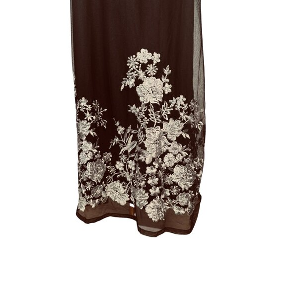 NWT INC Size 6 Vintage Black/White Maxi Sheer Overlay Dress Floral Formal - Picture 7 of 16